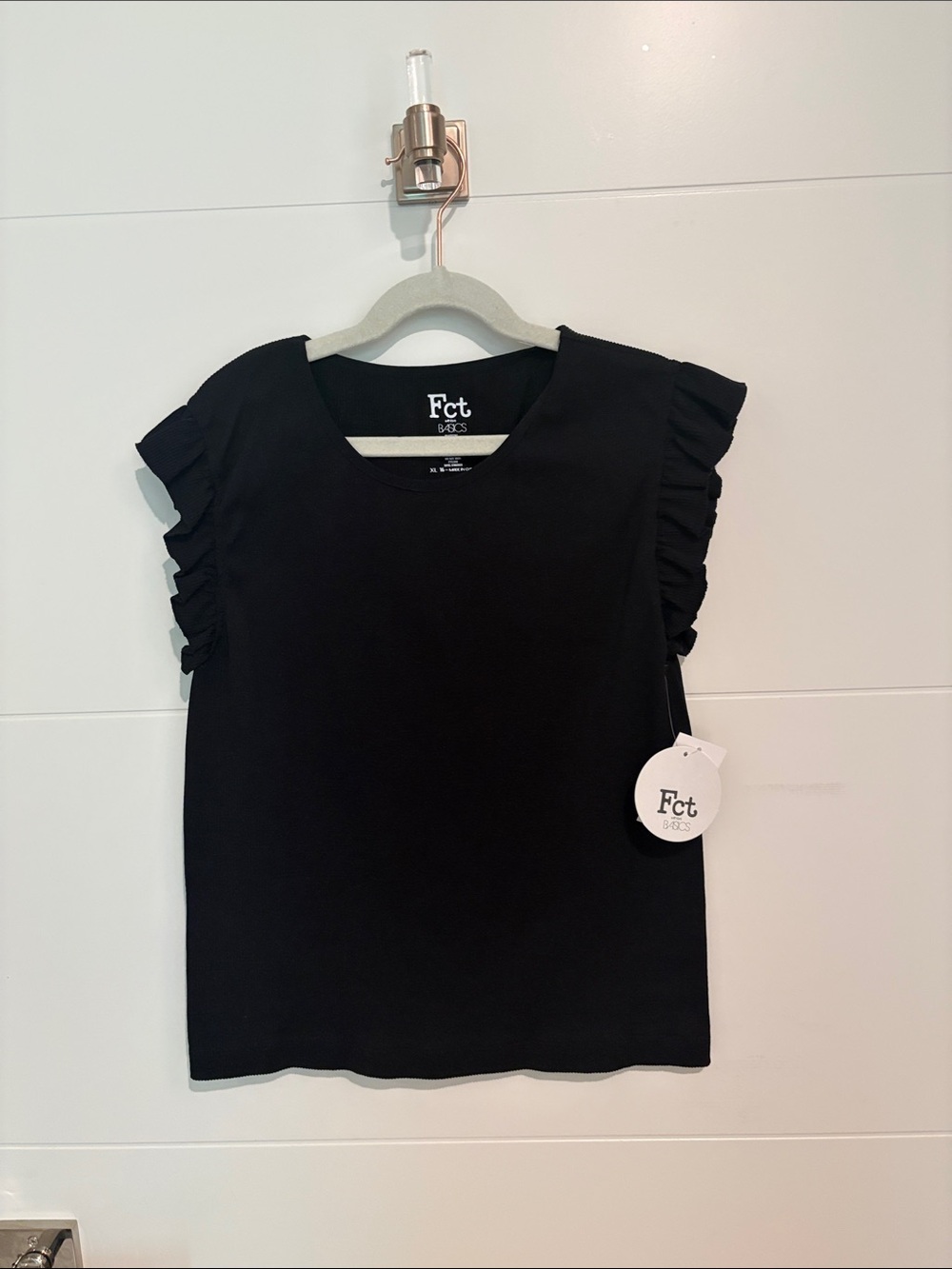 Fct Black Ruffle Sleeve Short Sleeve Tee
